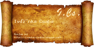 Ivánka Csaba névjegykártya