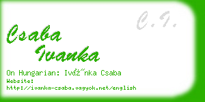 csaba ivanka business card